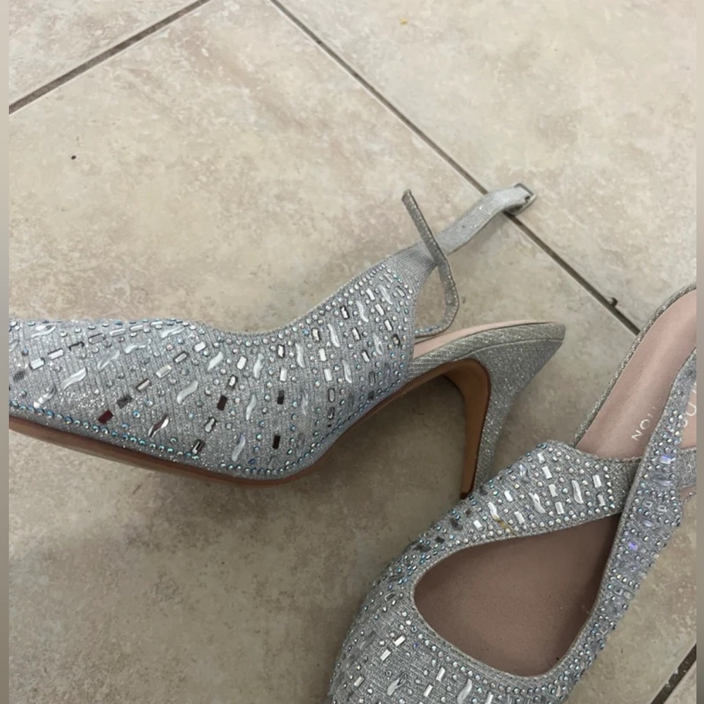 Silver rhinestone Heels